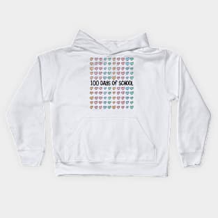 100 Days Of School Glitter Hearts Kids Hoodie